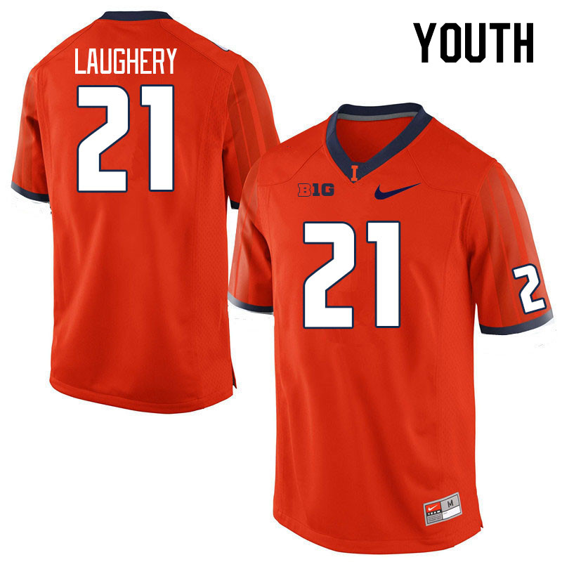 Youth #21 Aidan Laughery Illinois Fighting Illini College Football Jerseys Stitched Sale-Orange